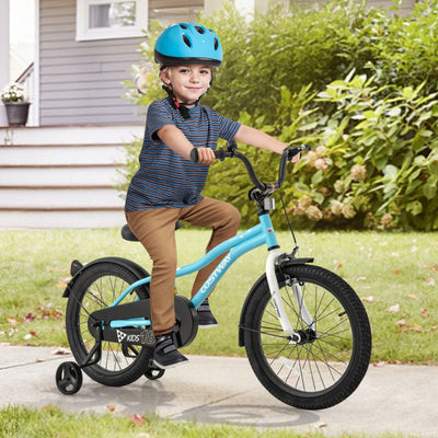 Vélo pour enfants de 18 pouces avec roues d'entraînement pour les 4-8 ans