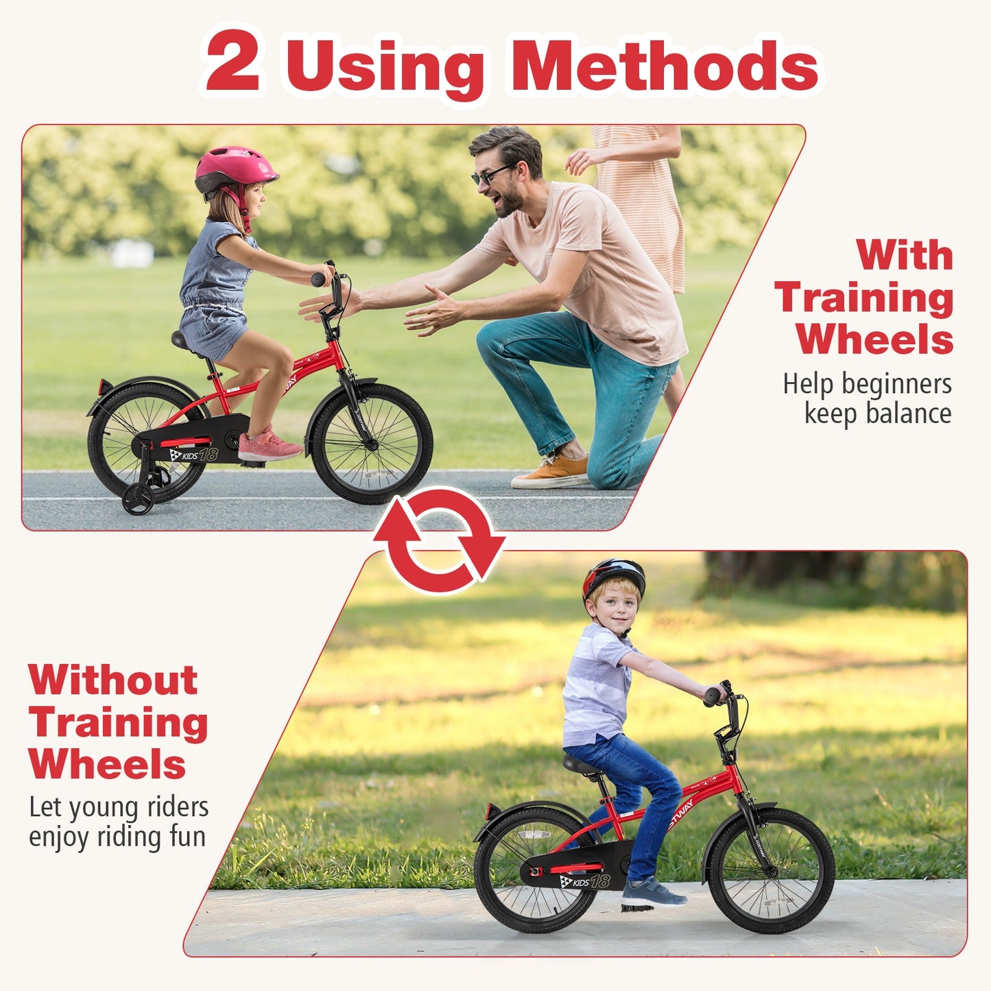 Gbruno 18 Inch Kids Bike with Adjustable Features and Safety Accessories
