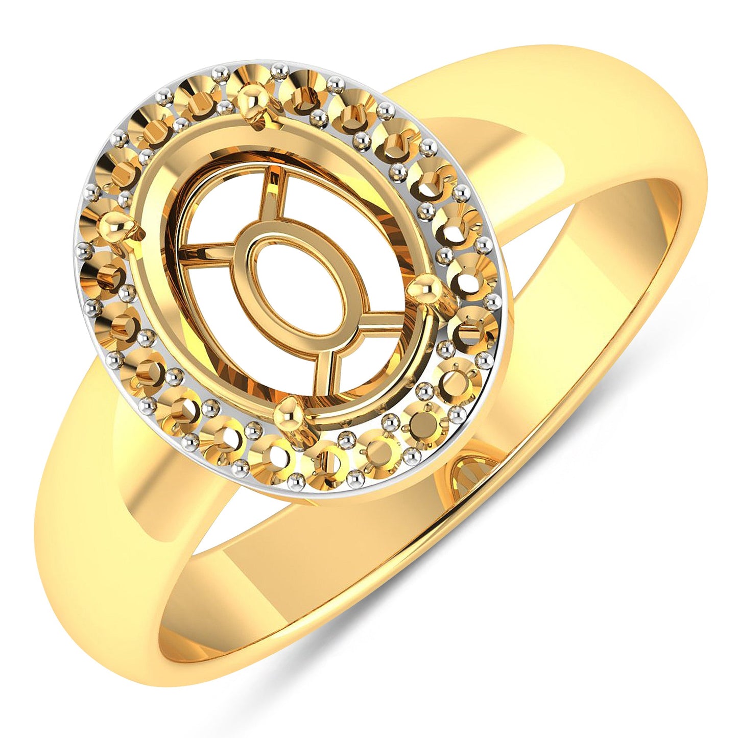 Bague de fiançailles semi-montée en or jaune 14K avec diamant blanc de 0,22 carat