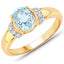 Bague en or 14 carats avec aquamarine et diamants de 1,09 carat