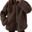 Manteau élégant d'hiver à col avec fermeture éclair et poches