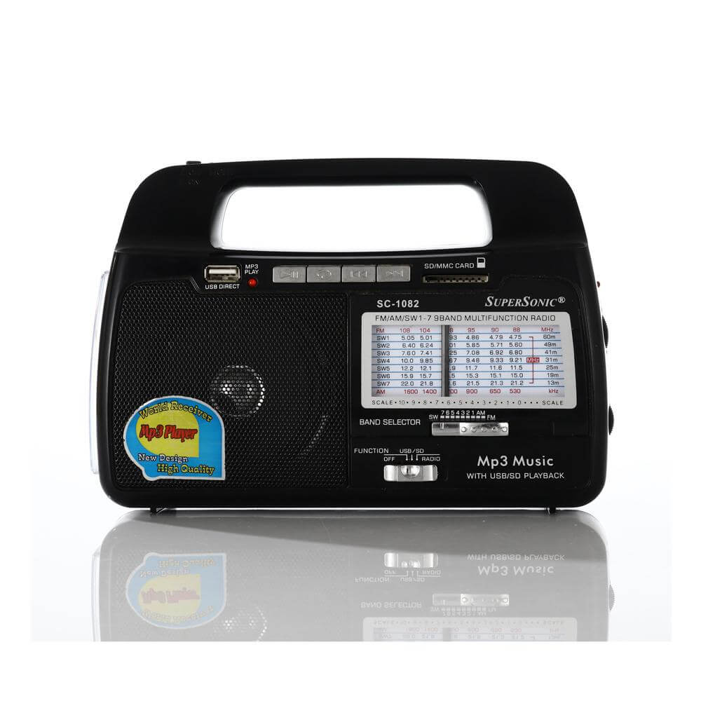 Radio portable Supersonic 9 bandes avec lampe torche intégrée