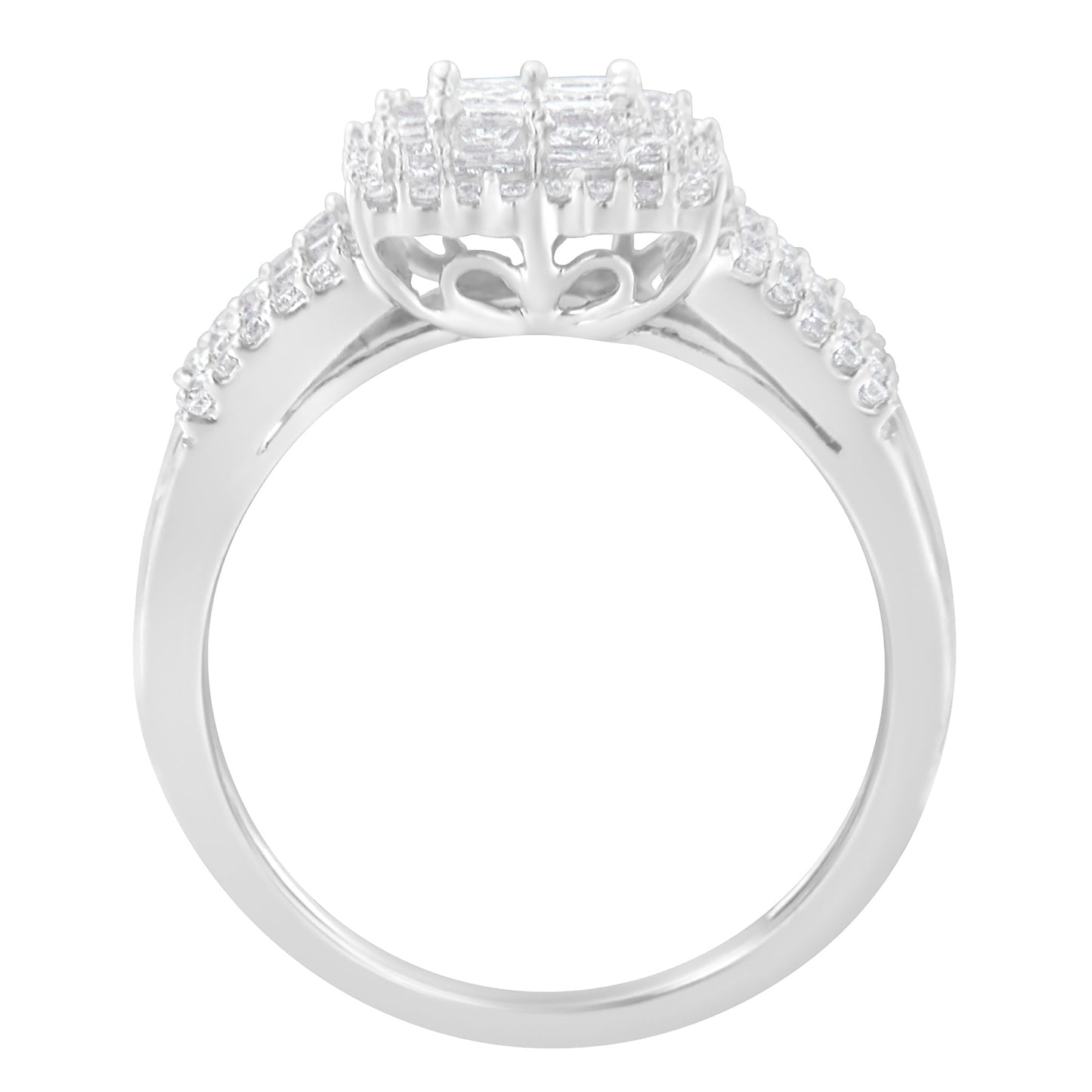 10K White Gold Diamond Cluster Engagement Ring