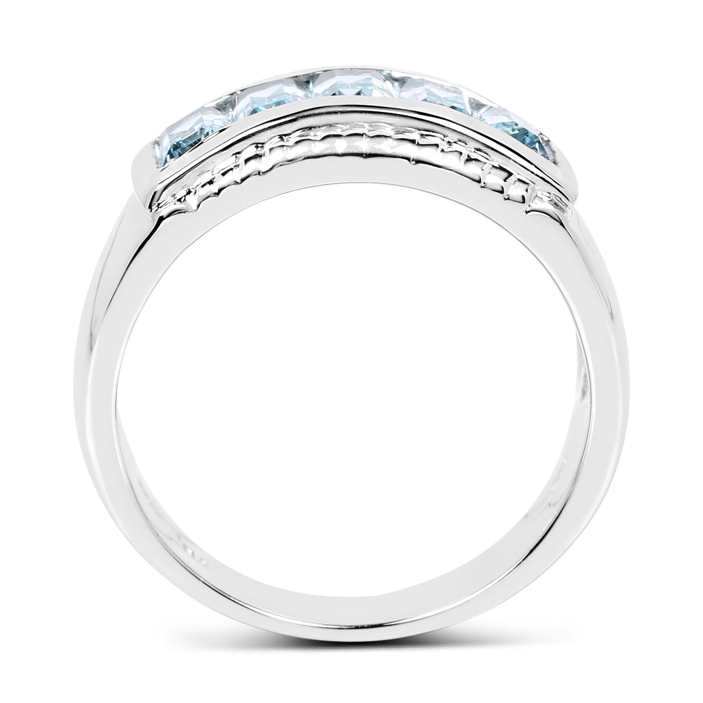 Bague de fiançailles en argent sterling avec topaze bleue véritable de 1,75 carat