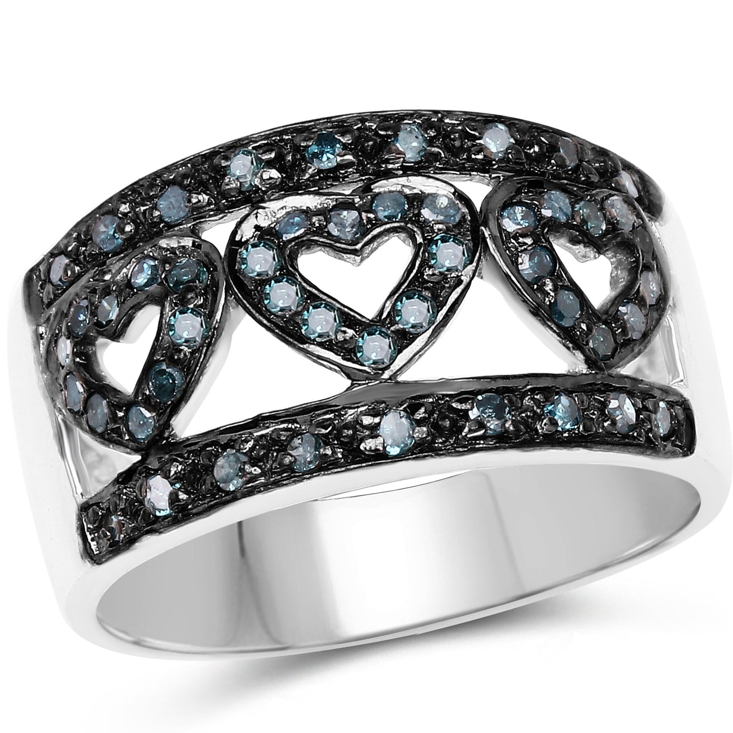 Bague de fiançailles en argent sterling avec diamant bleu véritable de 0,32 carat
