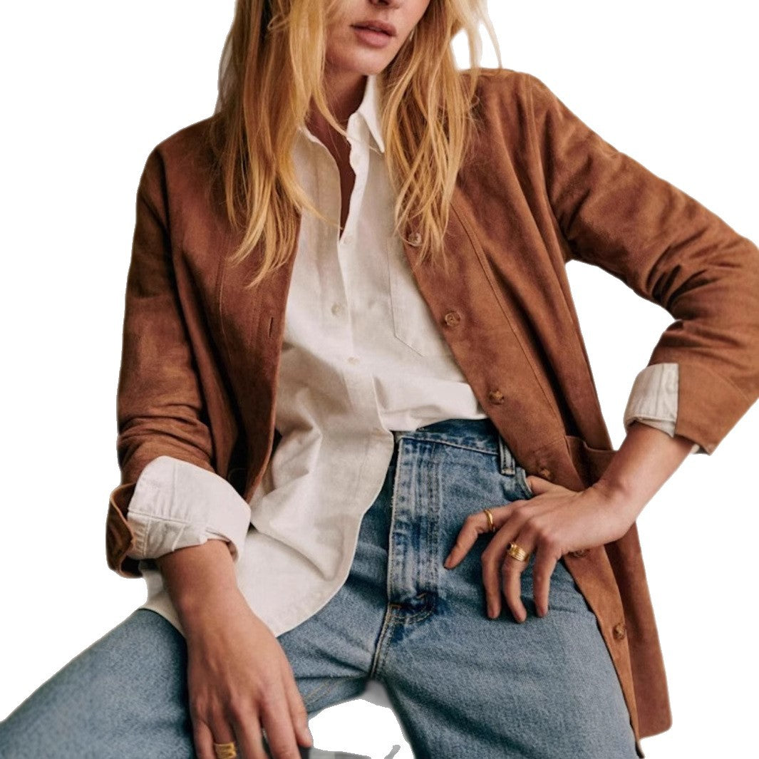 Veste en cuir synthétique à col châle
