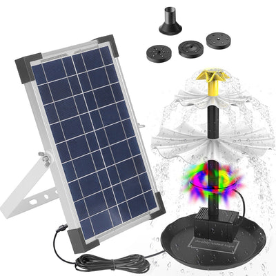 3-Tier Solar Bird Bath Fountain with Colorful LED Lights