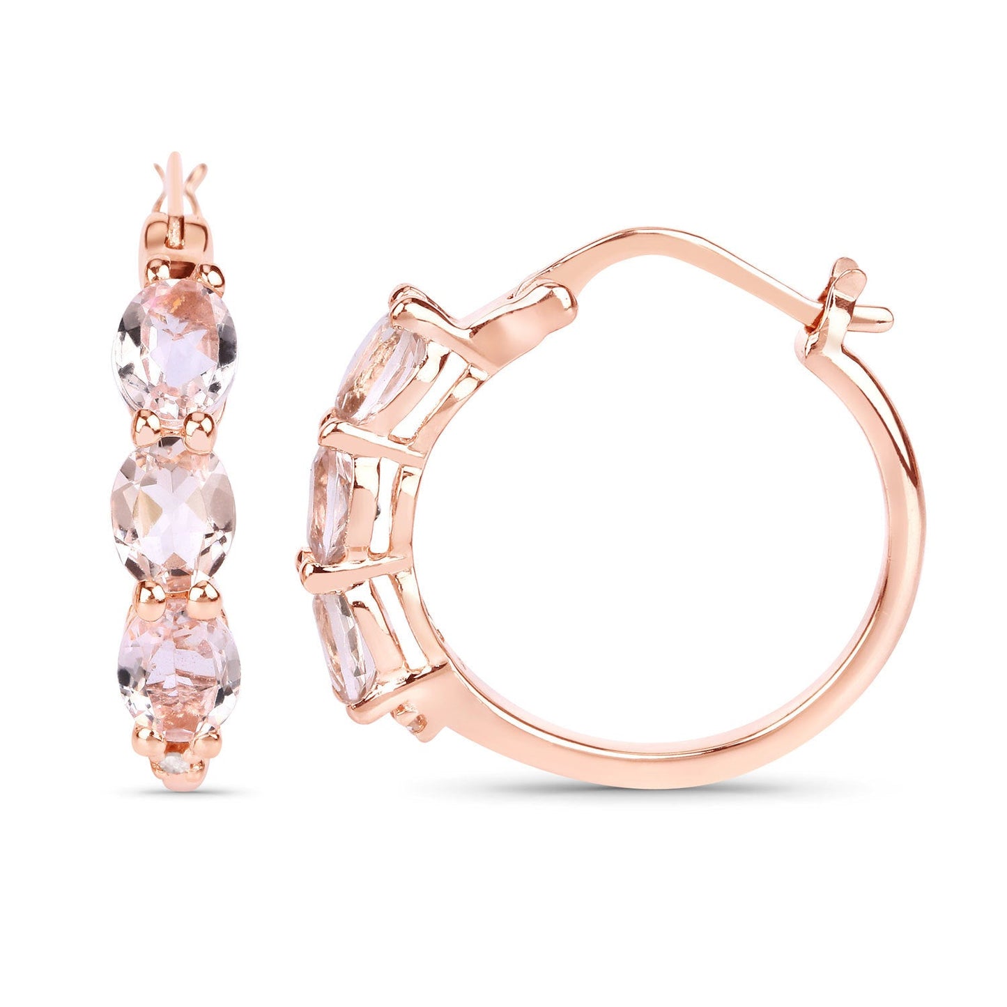 Boucles d'oreilles en argent sterling avec morganite et diamants de 1,63 carat