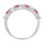 Anillo de banda de diamante y zafiro azul creado en oro blanco de 10KT - Talla 7