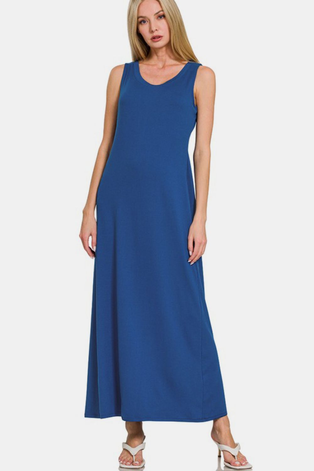 Scoop Neck Wide Strap Tank Dress - Elegant and Versatile