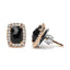 Pendientes de aro de diamantes y ónice negro en oro rosa y blanco de 18 quilates