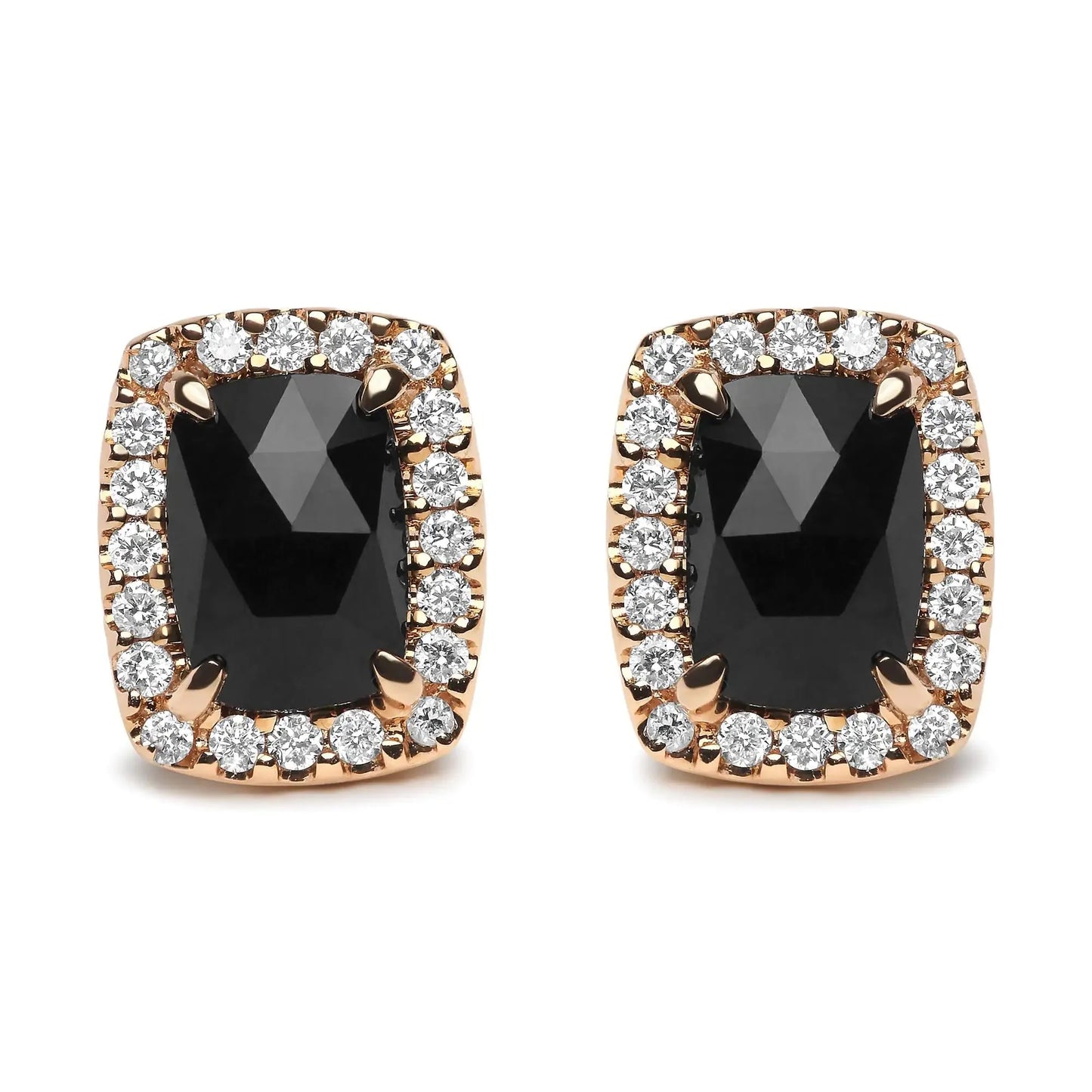 Pendientes de aro de diamantes y ónice negro en oro rosa y blanco de 18 quilates