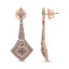 Pendientes Colgantes Fleur De Lis de Diamante en Oro Rosa de 18K