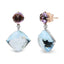 Boucles d'oreilles pendantes en diamant et pierres précieuses en or blanc et rose 18K