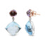 Boucles d'oreilles pendantes en diamant et pierres précieuses en or blanc et rose 18K