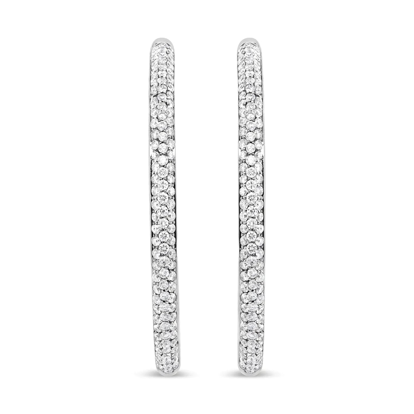 18K White Gold 2.00 Cttw Round-Cut Diamond Hoop Earrings
