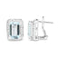 Pendientes de Stud Halo Omega de Diamante y Aguamarina en Oro Blanco de 18K