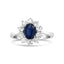 18K White Gold Oval Cut Blue Sapphire & Diamond Halo Ring