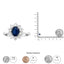 18K White Gold Oval Cut Blue Sapphire & Diamond Halo Ring