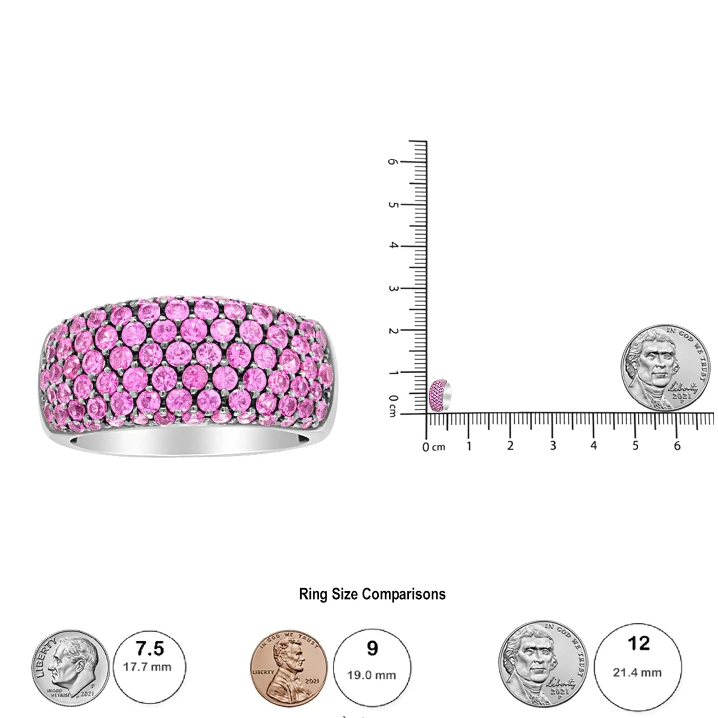 18K White Gold and Black Rhodium Multi Row Pink Sapphire Band Ring