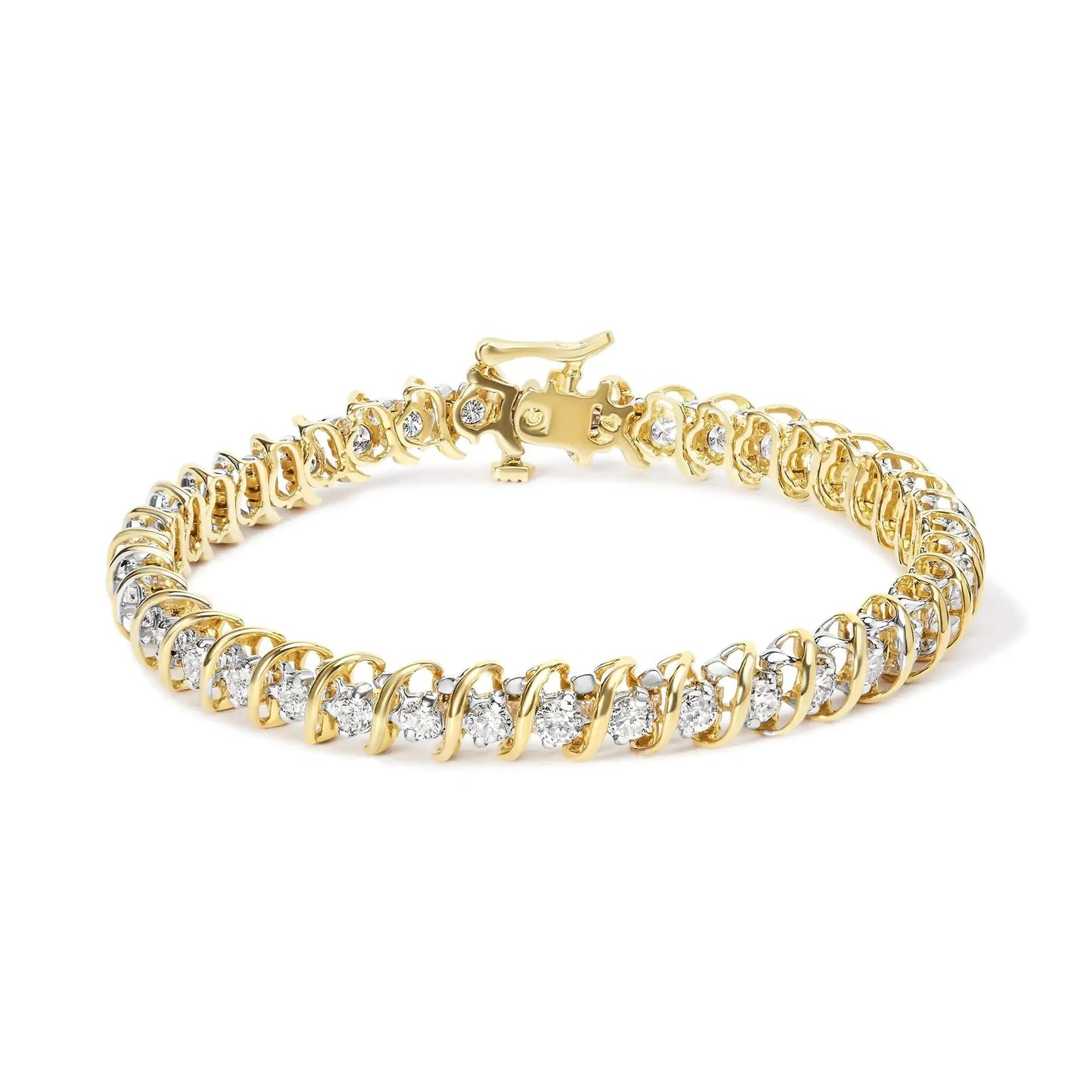 Bracelet de tennis en or jaune 18K avec diamants taille ronde de 4,0 Cttw