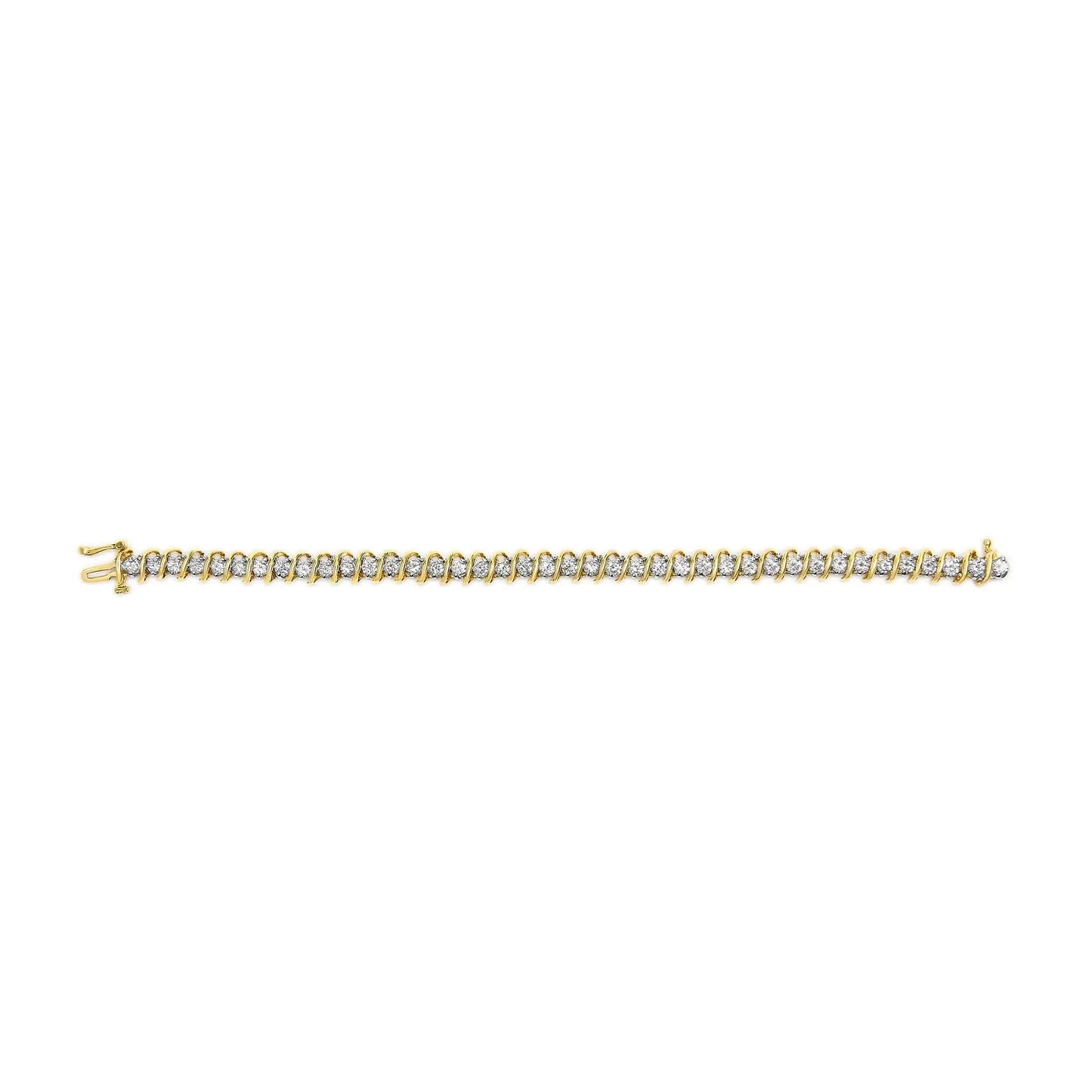Bracelet de tennis en or jaune 18K avec diamants taille ronde de 4,0 Cttw