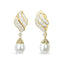 18k Yellow Gold Diamond and South Sea Pearl Drop Dangle Clip-On Earrings