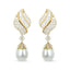 18k Yellow Gold Diamond and South Sea Pearl Drop Dangle Clip-On Earrings