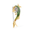 Broche de Pescado de Oro Amarillo de 18K con Esmalte Verde, Diamantes y Zafiro Rosa