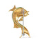 Broche de Pescado de Oro Amarillo de 18K con Esmalte Verde, Diamantes y Zafiro Rosa