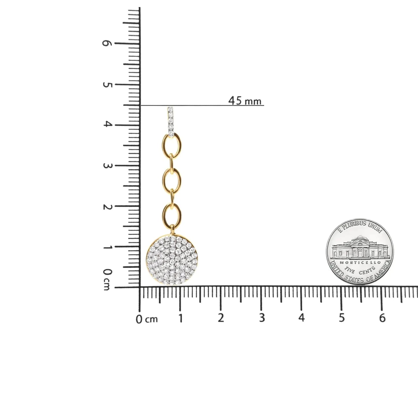 Boucles d'oreilles pendantes en diamant en cluster plaquées or jaune 18K
