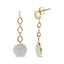 Boucles d'oreilles pendantes en diamant en cluster plaquées or jaune 18K