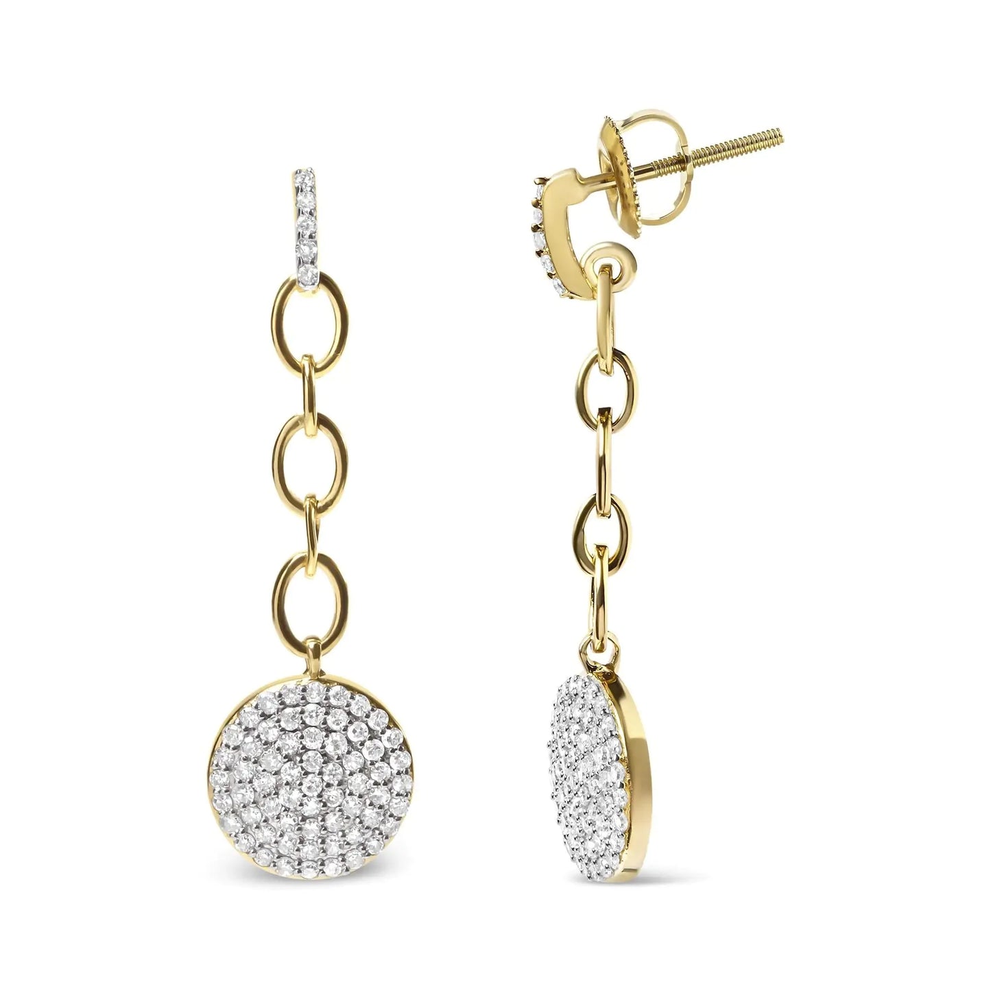 Boucles d'oreilles pendantes en diamant en cluster plaquées or jaune 18K