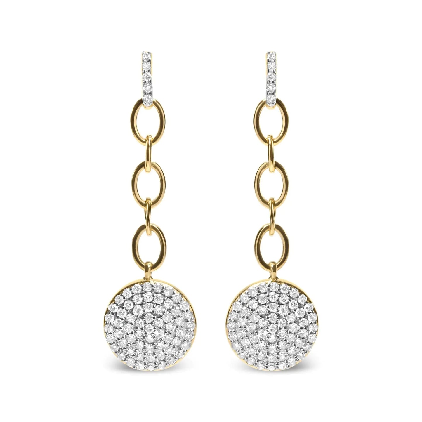 Boucles d'oreilles pendantes en diamant en cluster plaquées or jaune 18K