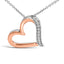14K Rose Gold Plated Sterling Silver Diamond Heart Pendant Necklace