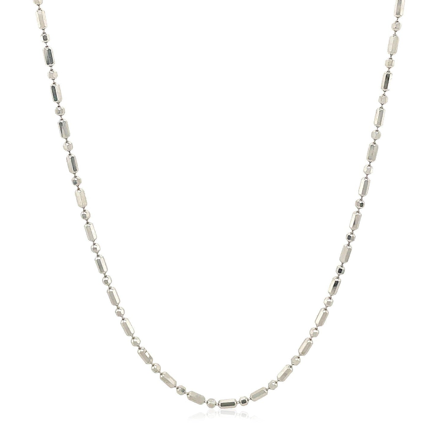 Cadena de cuentas alternas cortada con diamante de oro blanco de 14k 1.5mm