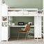 Wood Loft Bed with Cabinet and Bookshelf, Full Size Loft with Wardrobe and Desk for Kids,White - Korvel