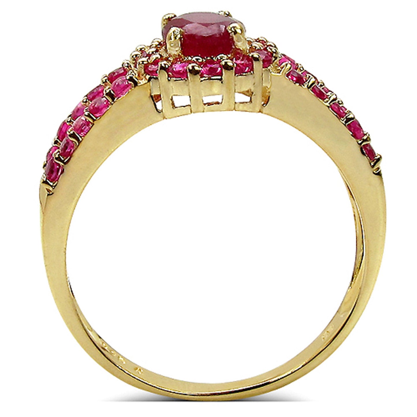 Bague Halo en Rubis de 2,89 Carats et Topaze Blanche en Argent Sterling