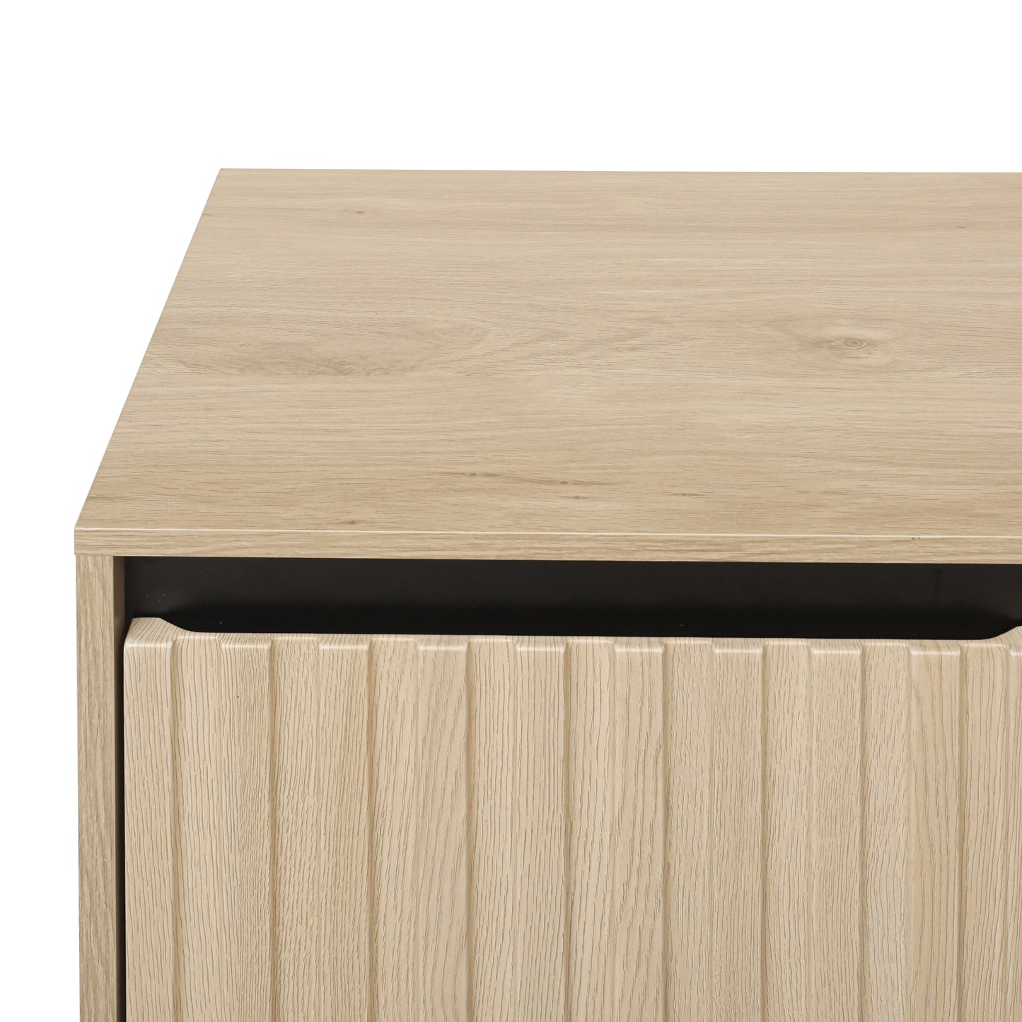 Engraved 3-door side panel with LED, self-service cabinet storage cabinet, modern coffee bar cabinet with adjustable shelf - Korvel