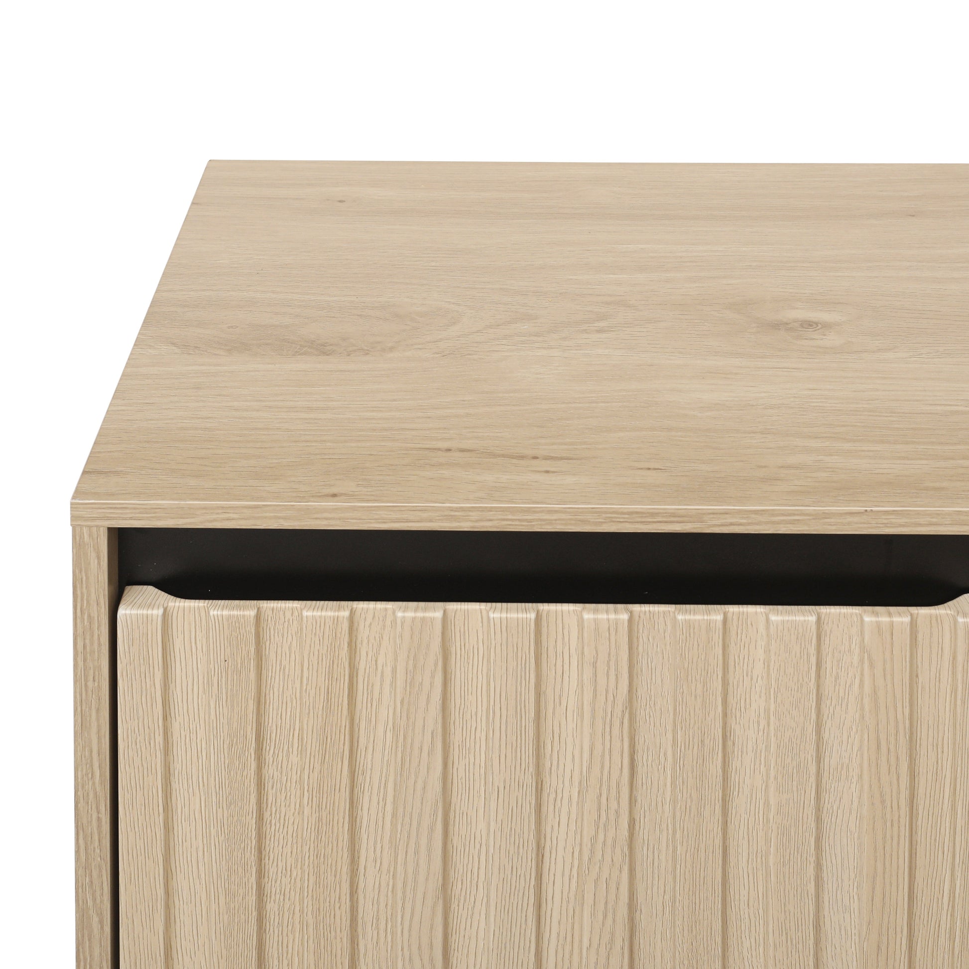 Engraved 3-door side panel with LED, self-service cabinet storage cabinet, modern coffee bar cabinet with adjustable shelf - Korvel