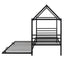 Twin Size Metal House Shape Platform Bed with Trundle - Black
