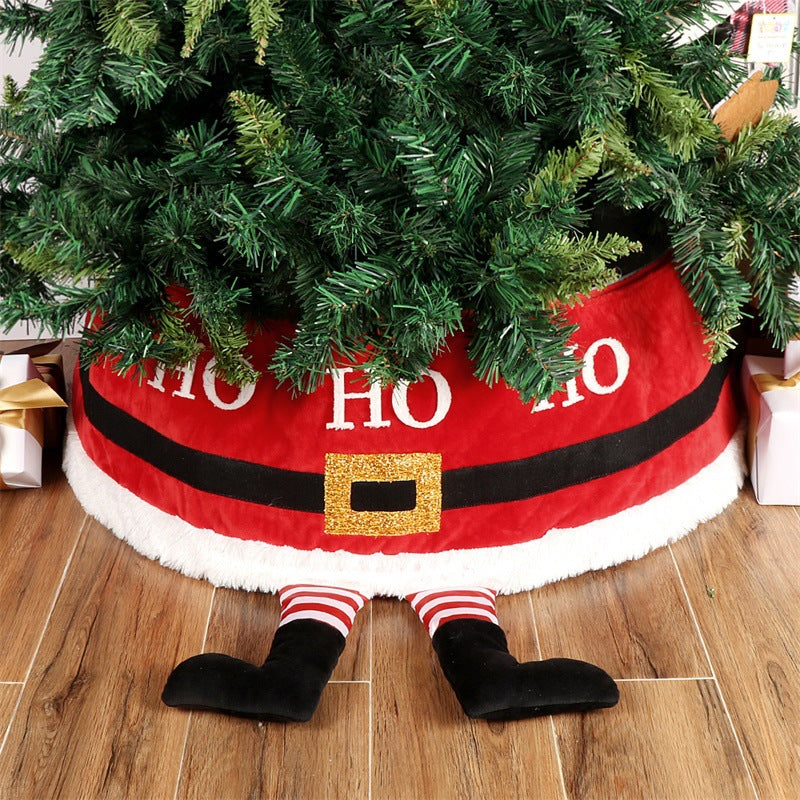 New Christmas Tree Skirt Christmas Party Decoration Santa Claus Feet Christmas Tree Base Apron - Korvel
