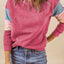Color Block Round Neck Long Sleeve Sweatshirt - Korvel