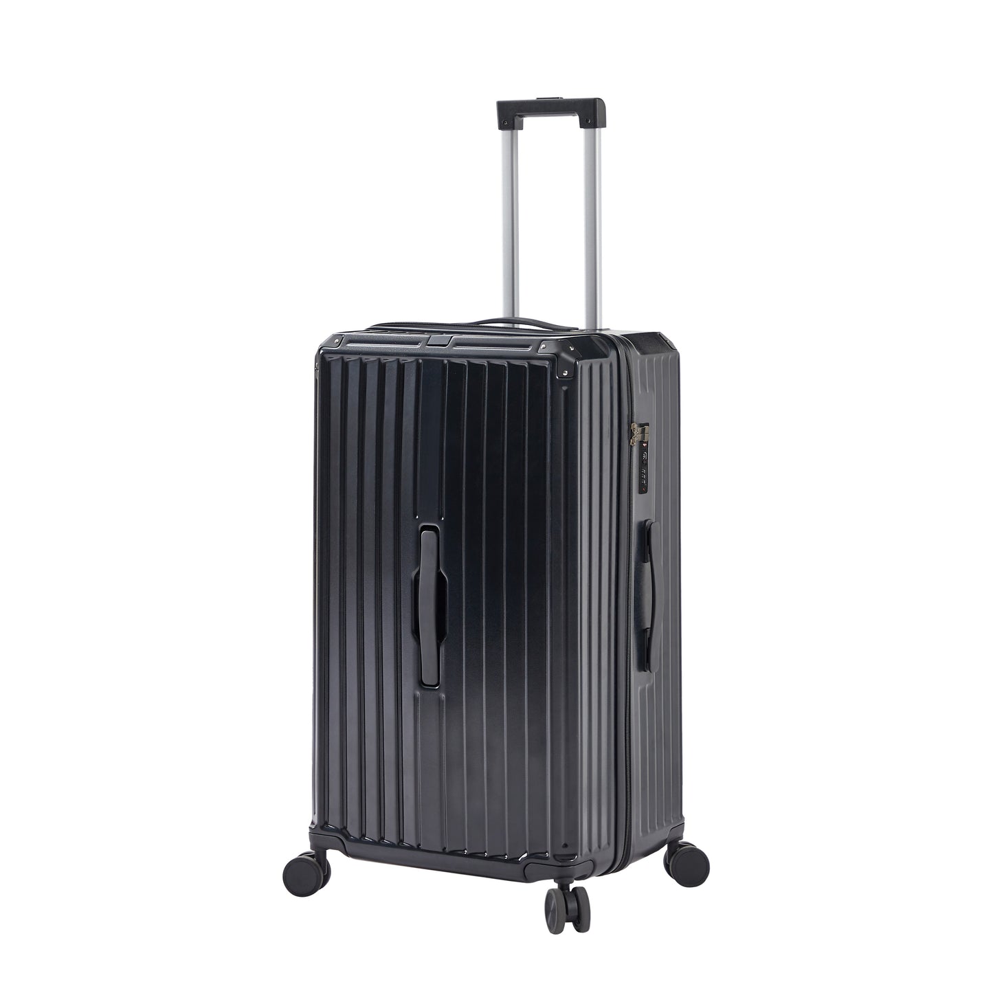 Luggage Set 4 pcs (20"/24"/29"/Travel Bag), PC+ABS Durable Lightweight Luggage with Collapsible Cup Holder TSA Lock, Black - Korvel