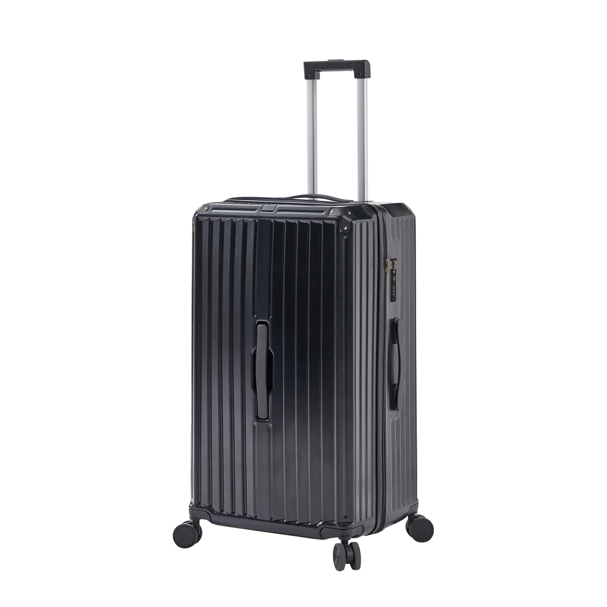 Luggage Set 4 pcs (20"/24"/29"/Travel Bag), PC+ABS Durable Lightweight Luggage with Collapsible Cup Holder TSA Lock, Black - Korvel