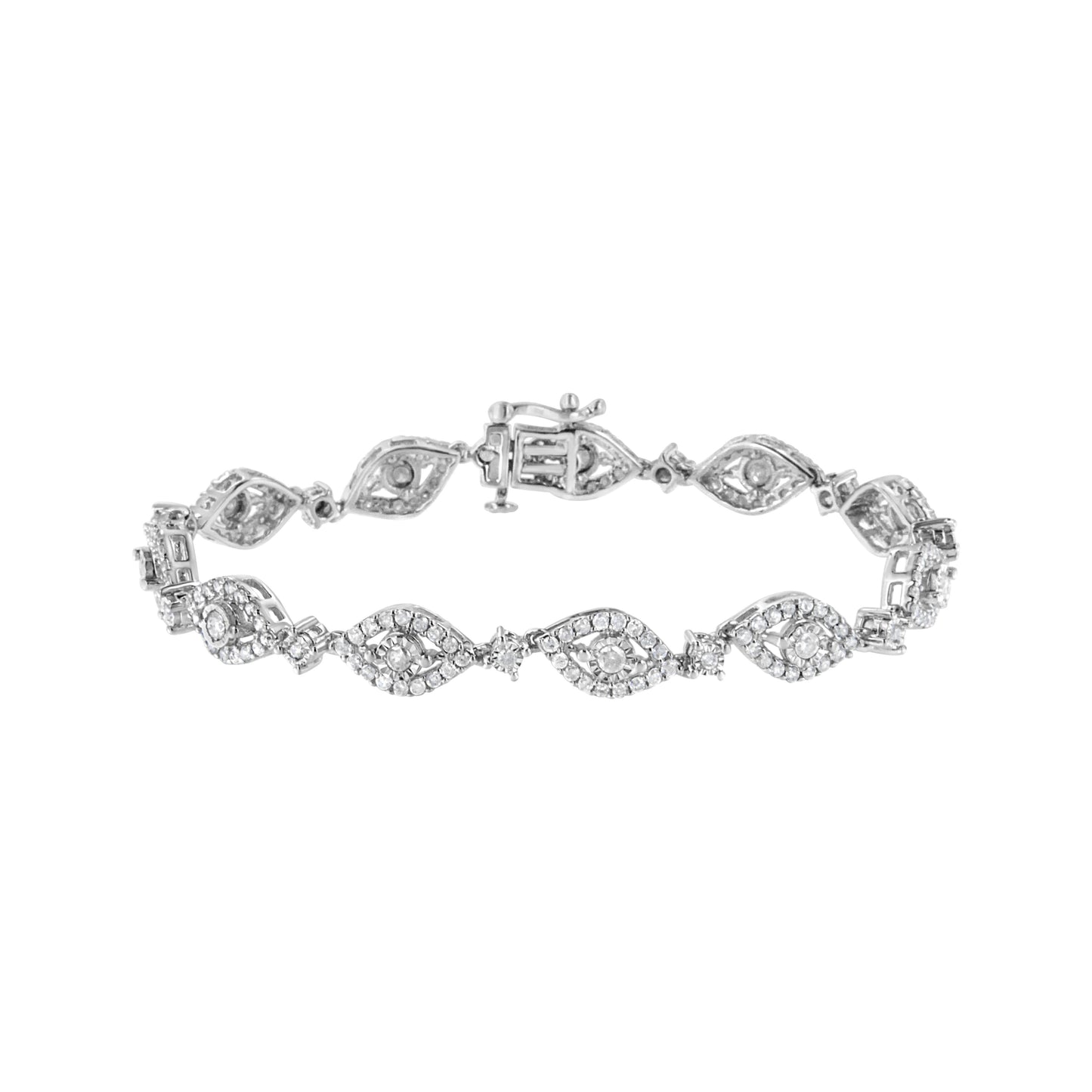 Bracelet en lien en argent sterling 925 en forme de poire avec diamants - 7,5"