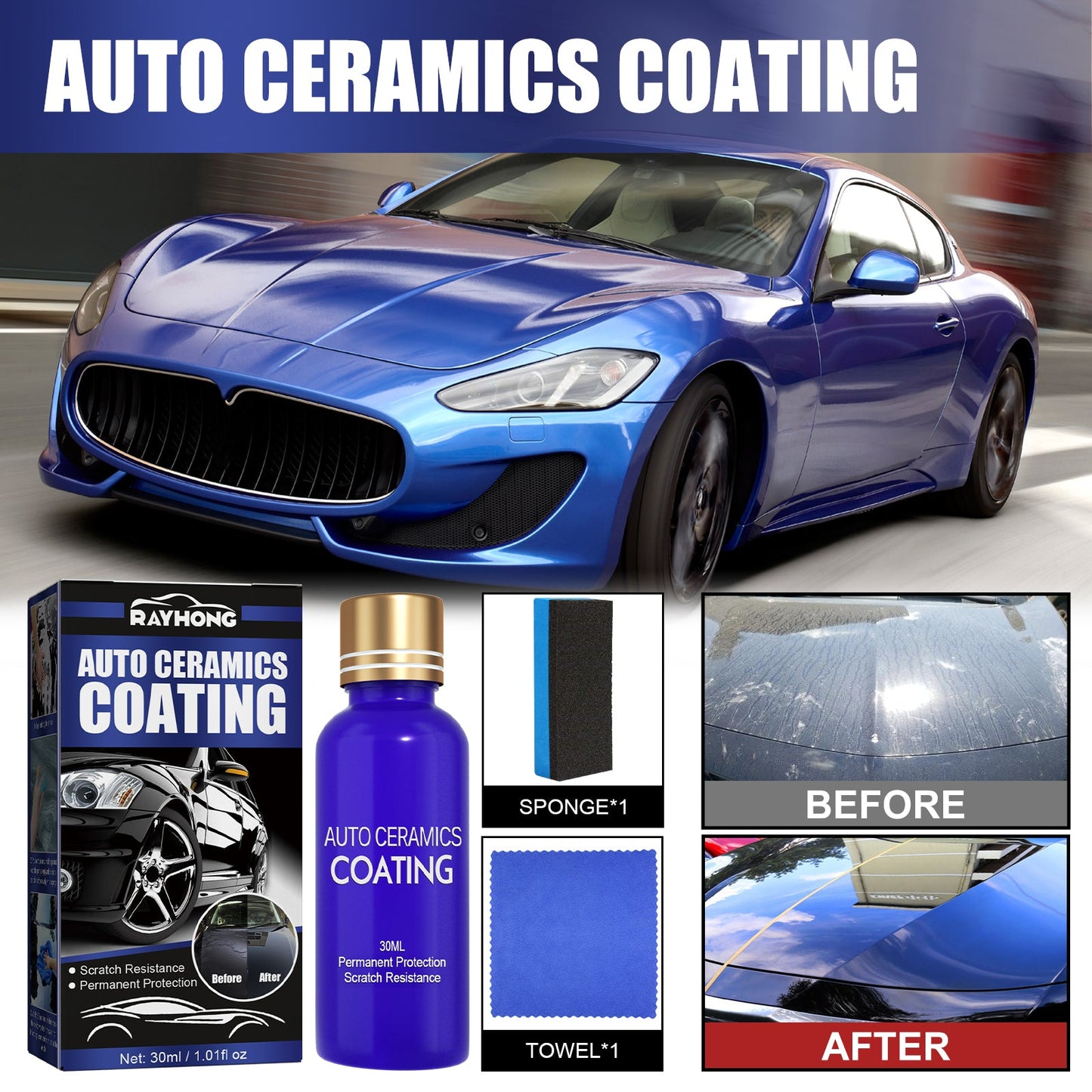 Auto Ceramics Coating, Clean Decontamination Waterproof Dustproof Scratch Repair Paint Maintenance Renovation Coating Solution - Korvel