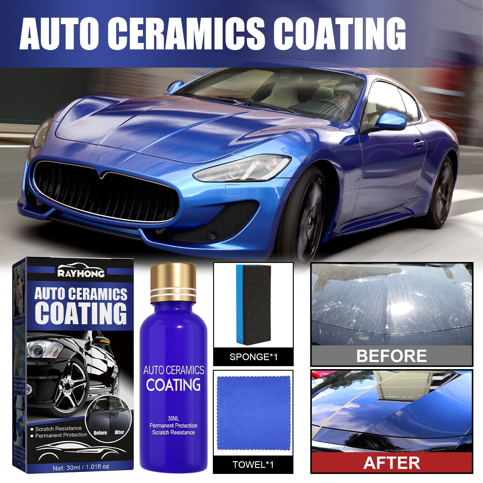 Auto Ceramics Coating, Clean Decontamination Waterproof Dustproof Scratch Repair Paint Maintenance Renovation Coating Solution - Korvel