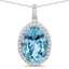 9.59 Carat Genuine Aquamarine and Diamond Pendant in 14K White Gold