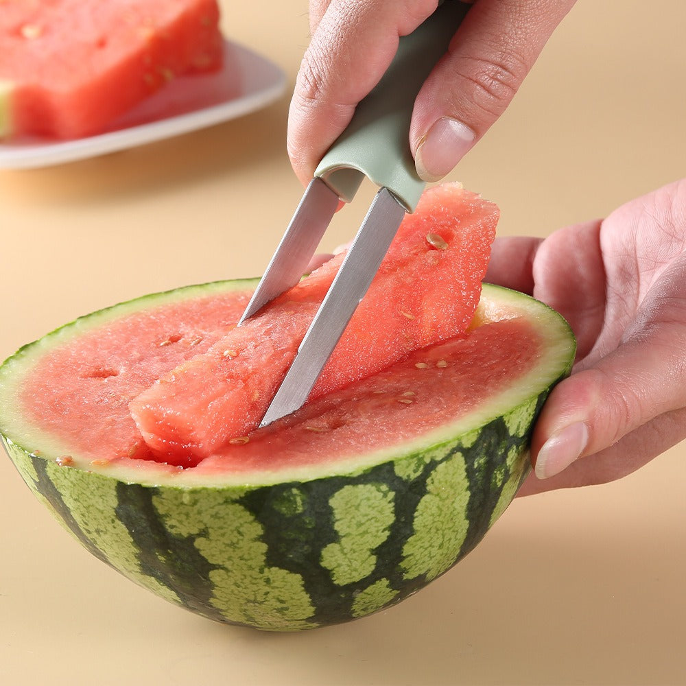 3-in-1 Watermelon Cutter Stainless Steel Fruit Carving Knife Multi-functional Melon Fork Slicer Tool for Camping Kitchen Gadgets - Korvel